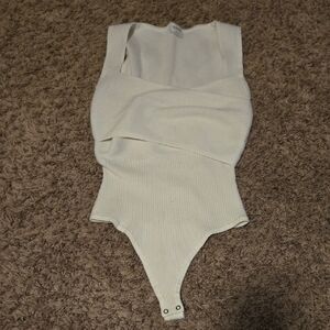 Abercrombie & Fitch Cream Ribbed Bodysuit